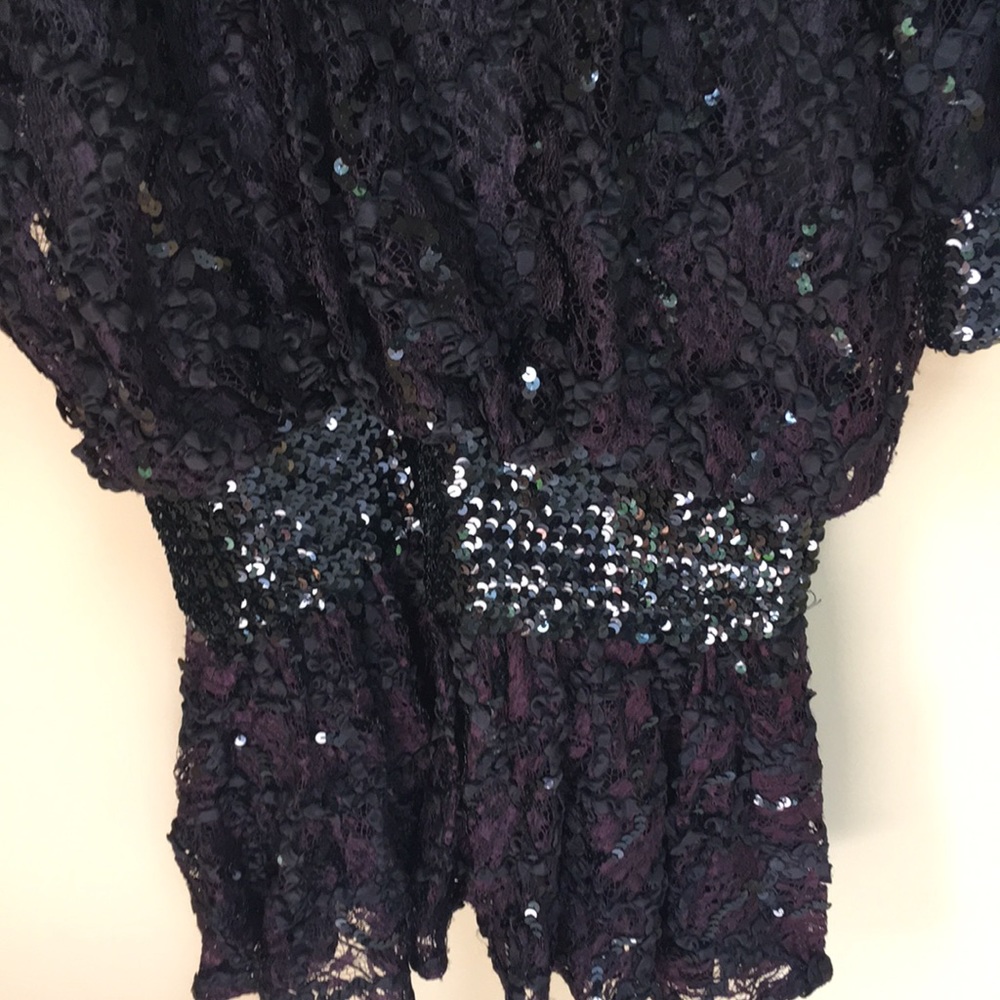 Vintage Damianou Black Lace & Sequined Dress M - Picture 3 of 6